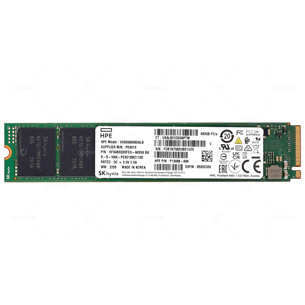 P13688-004 HP 480GB PCIE X4 NVME M.2 22110 SSD HFS480GD0FEG-A430A